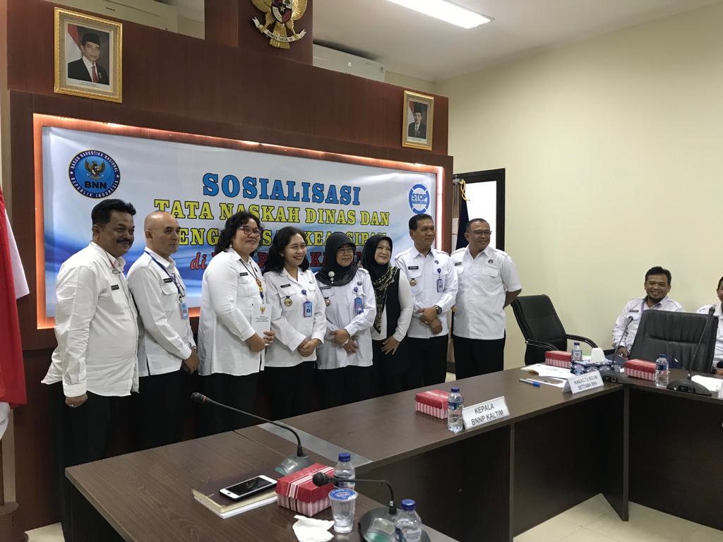 Sosialisasi Tentang Tata Naskah Dinas dan Pengawasan Kearsipan di BNN Provinsi dan BNN Kota/Kabupaten.